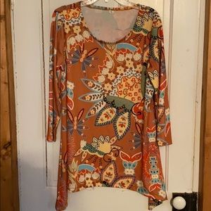 Burt orange print long top.